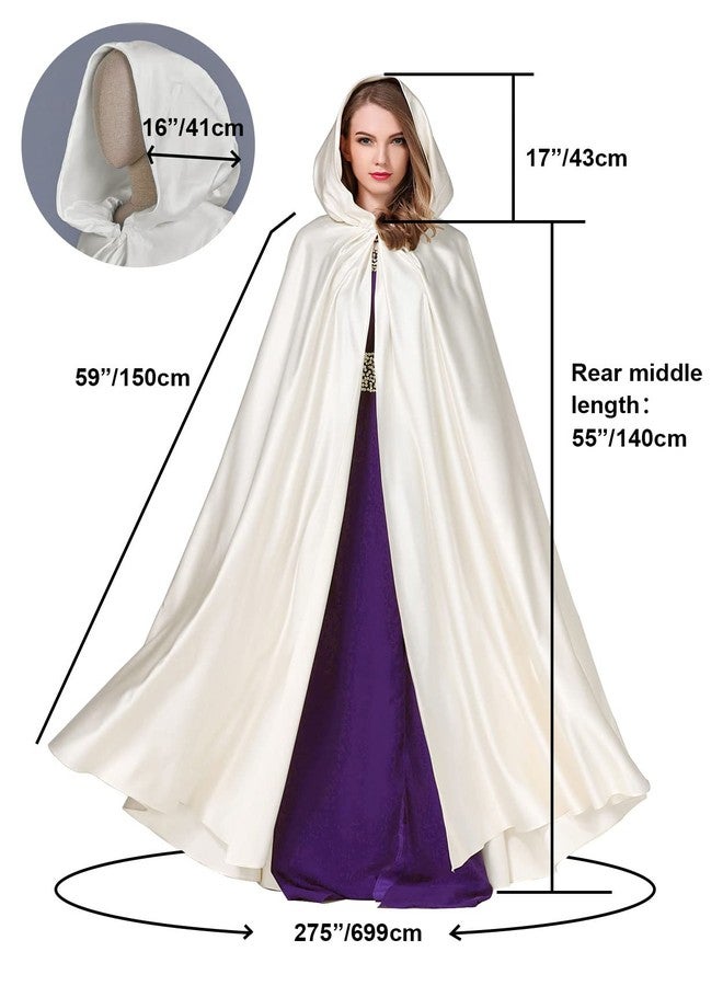 BEAUTELICATE Women's Wedding Hooded Cape Bridal Cloak Poncho Full Length Light Ivory - Image 5